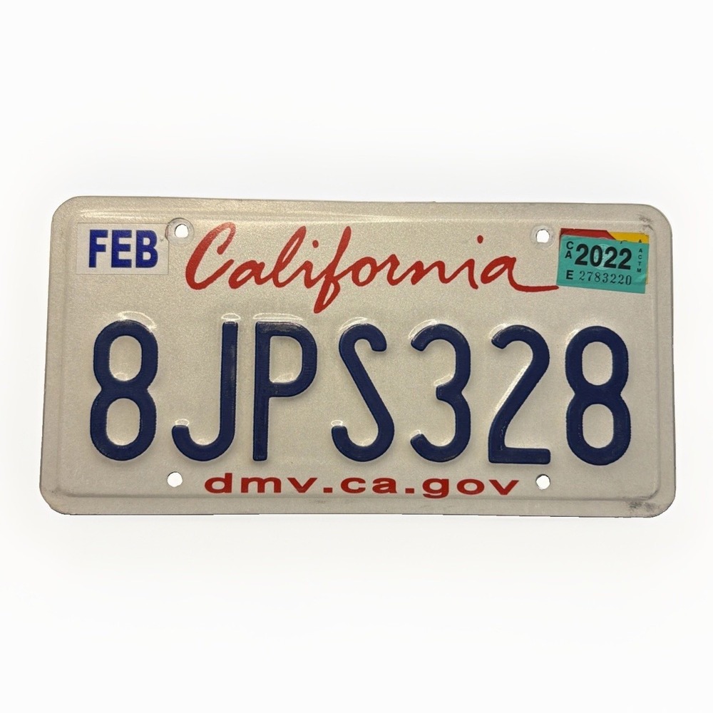 2022 California License Plate # 8JPS328